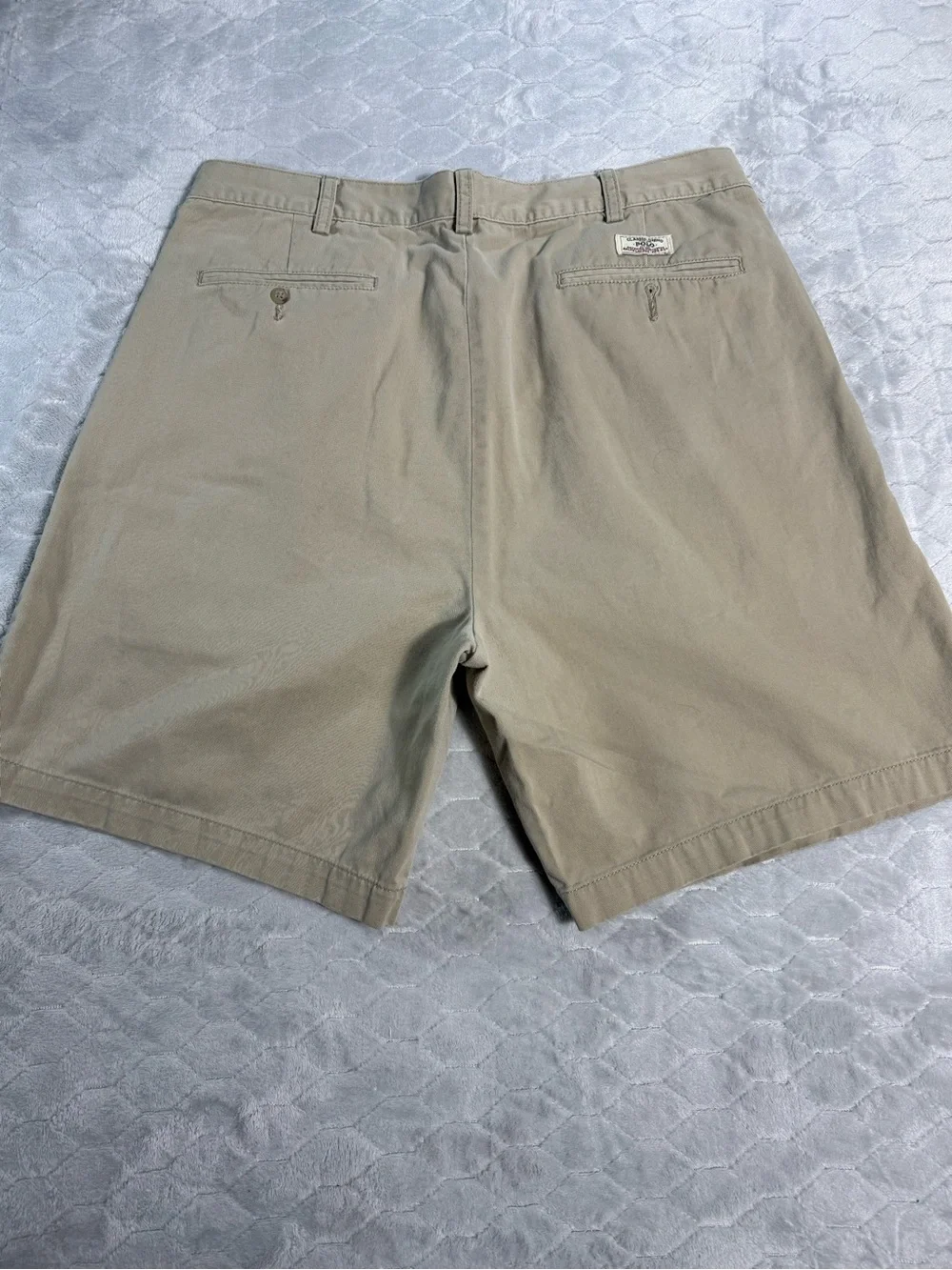 Polo Ralph Lauren Tyler Shorts Size 38 Fits 37 Khaki Pleated Chino Cotton